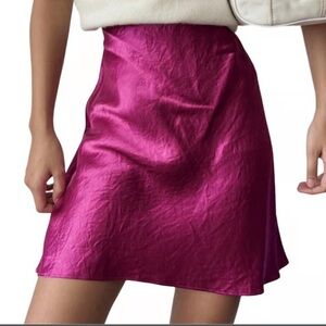 Babaton Hot Pink A-Line Satin Skirt